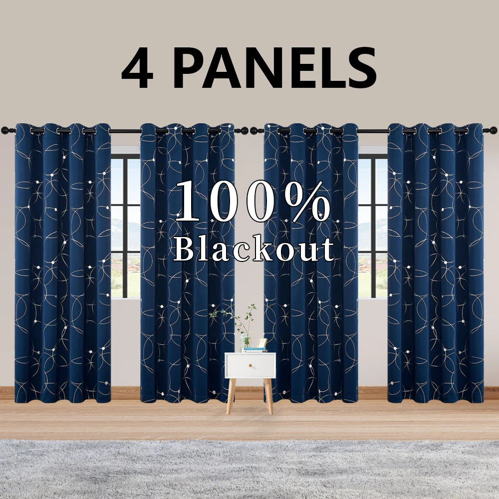 Circle And Dots Foil Thermal Insulated Curtains