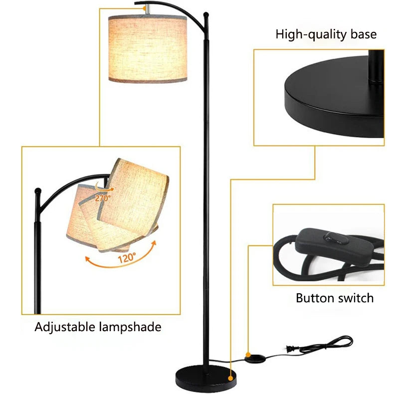 WADBTY LED Floor Lamp With Curved Shade For Living Rooms