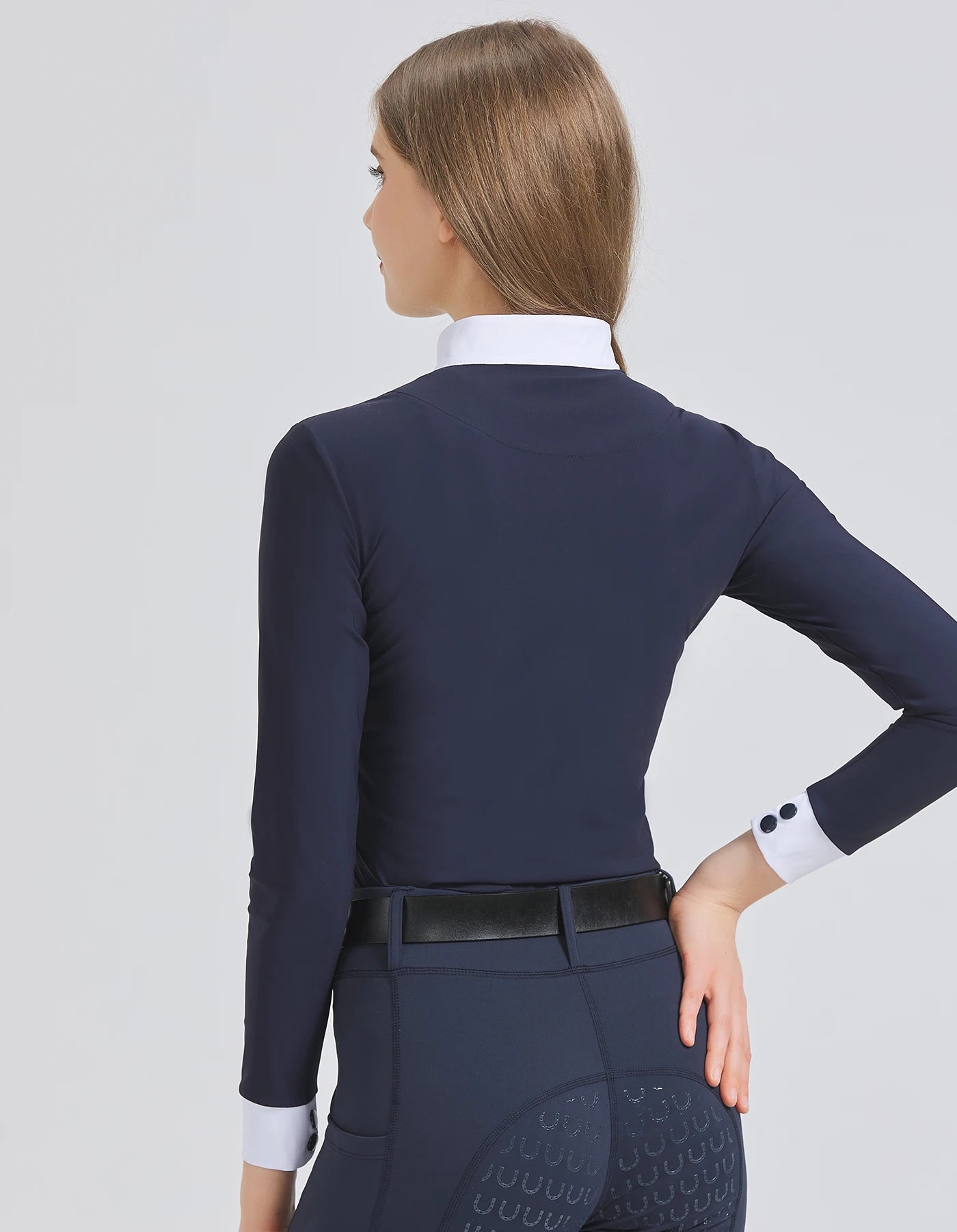 UURUU Women Equestrian Long Sleeve Polo Shirt Slim Fit