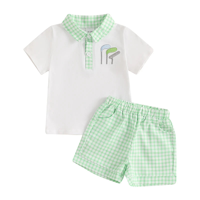 Emmababy Boys 2 Piece Set With Golf Club Embroidery