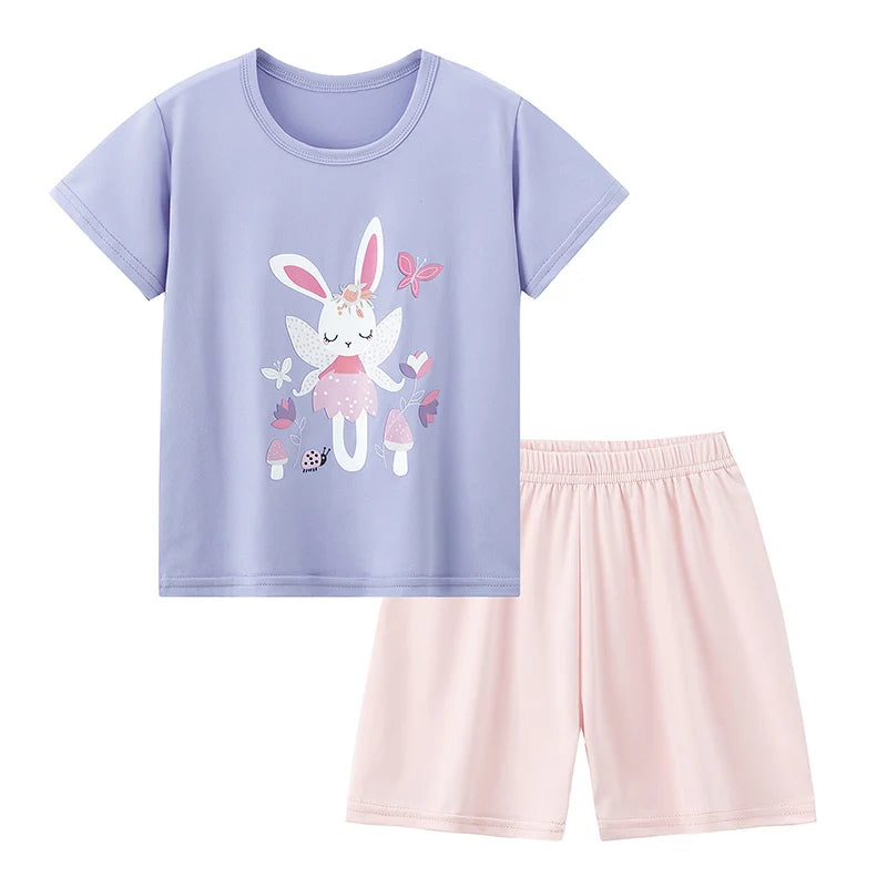 Unisex Kids Summer Shorts Set Two Piece Outfit For Home And Outdoors