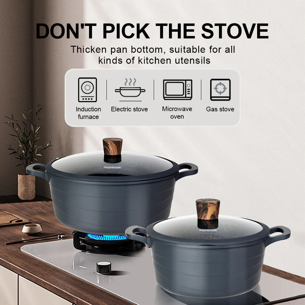 DONNOR 15Piece Nonstick Wave Series Cookware Set With Granite Coating