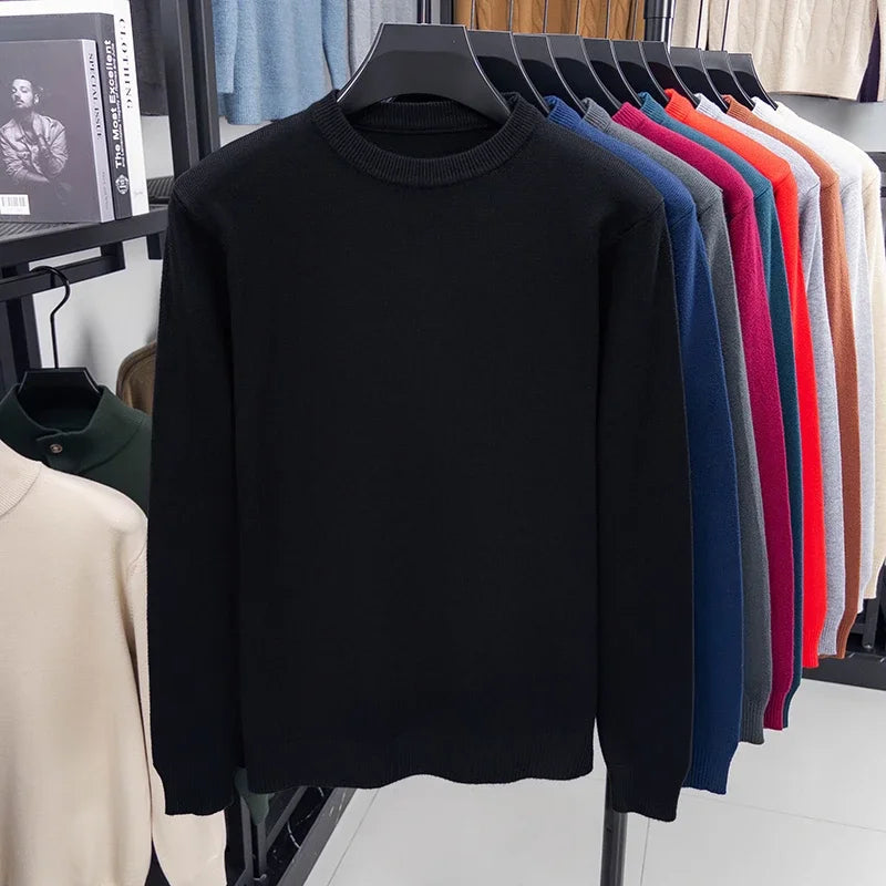 Men's Casual Knit Sweater Round Neck Diamond Pattern