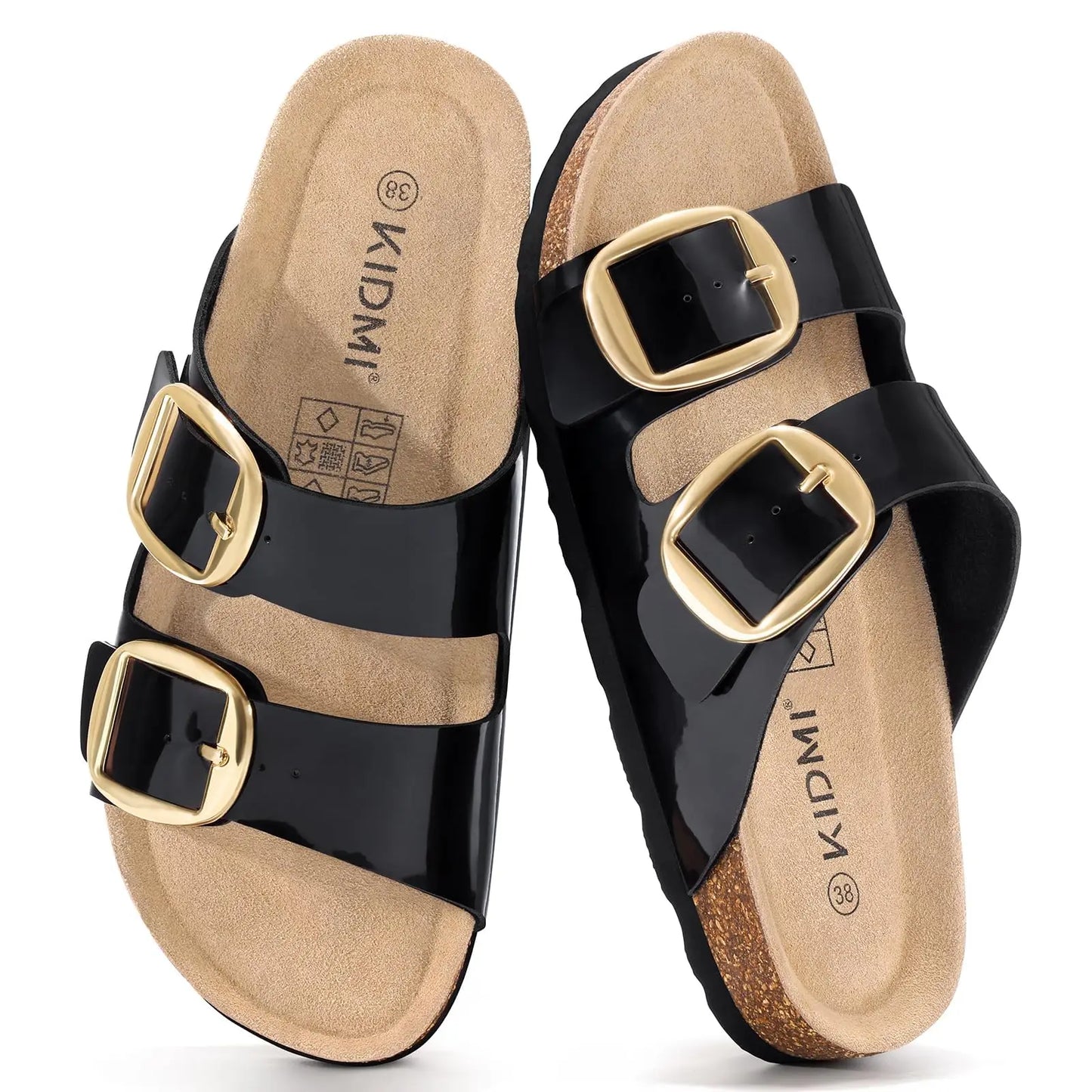 Women's Cork Sandals With Arch Support Buckle Slides For Outdoor