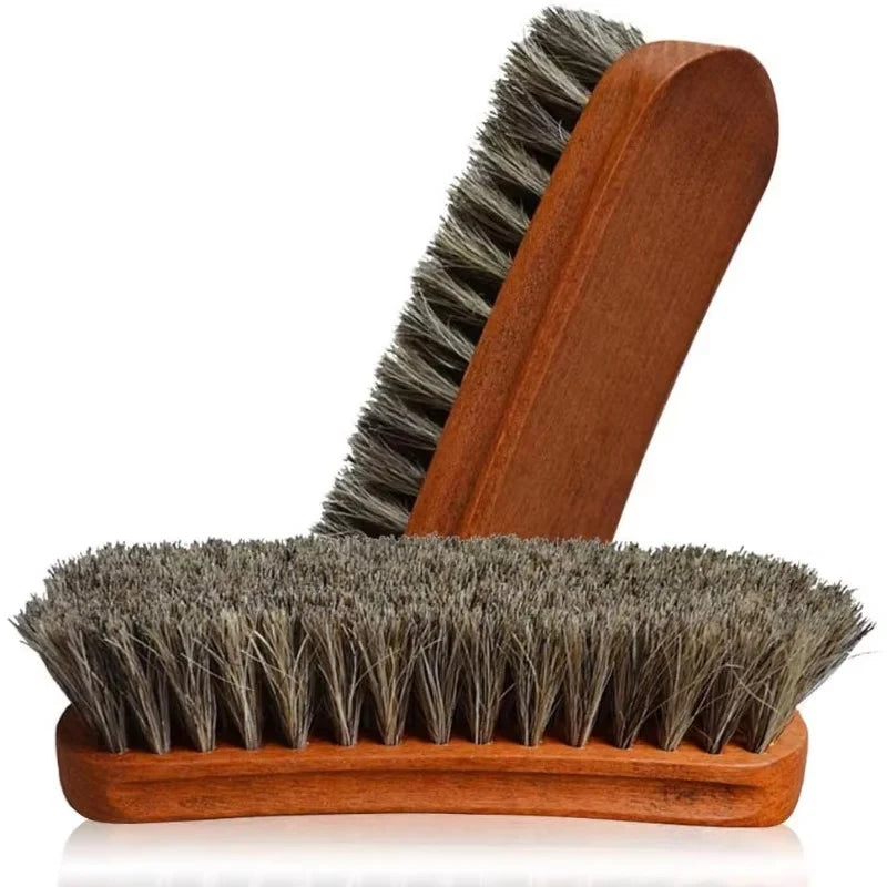 Leather Textile Cleaning Brush With Horse Hair Bristles And Wood Handle