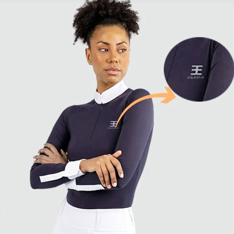 Zipper Equestrian Women's Long Sleeve Sports Top For Horse Riding