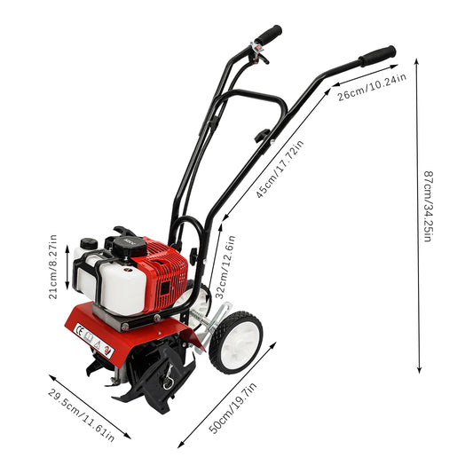 Powerful 52CC 1700W Garden Gasoline Tiller Cultivator Garden Loosening Soil Machine Gas Powered Tiller Cultivator Rototiller