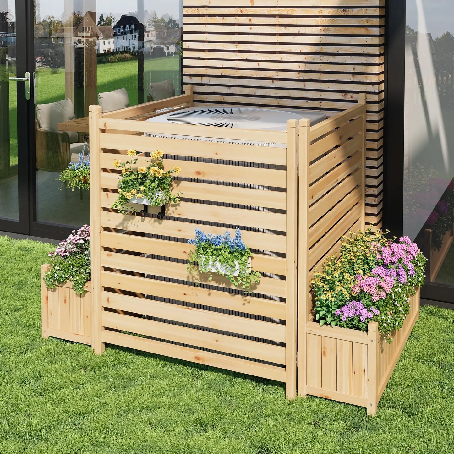HiMISS Trellis Planter With Wooden Raised Bed For Outdoors
