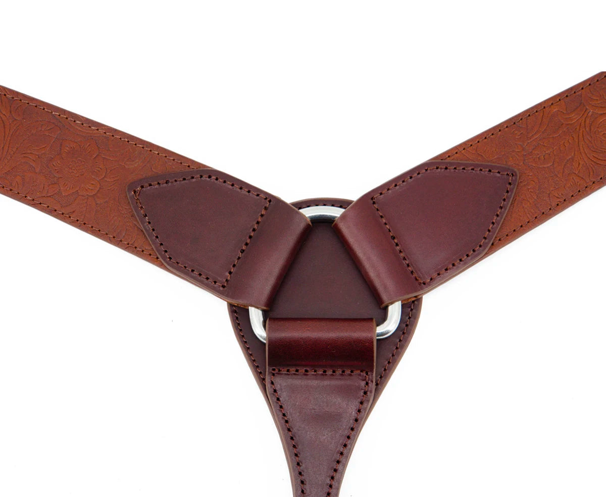 Jeereal Western Horse Breast Collar Heavy Oil Tanned Leather Tooled