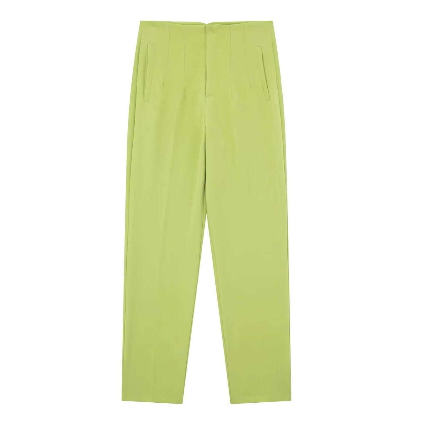Others High Waist Casual Pants For Women Slim Fit Polyester