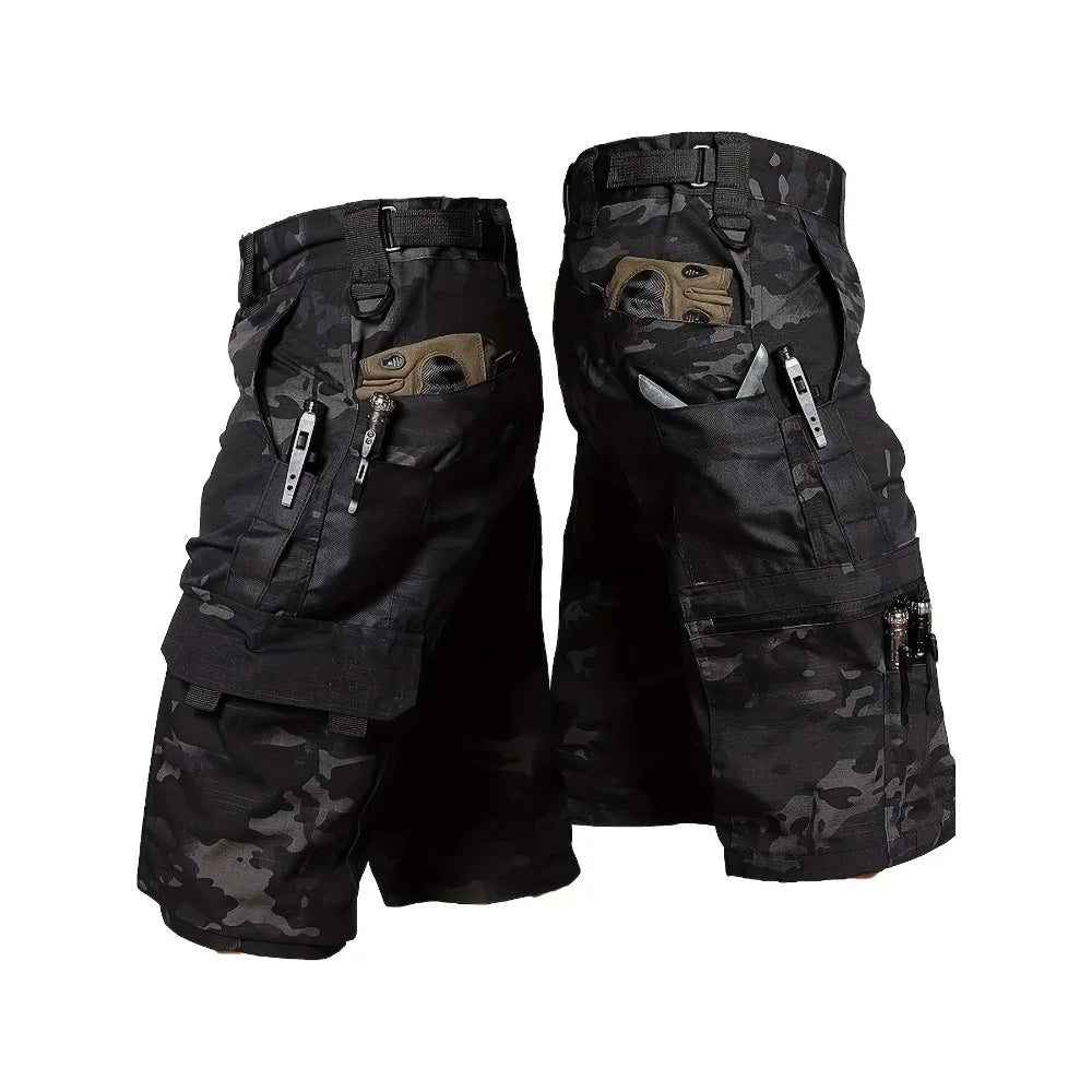 YKS JOOBCN Men's Multi-Pocket Outdoor Shorts Waterproof Wear-Resistant