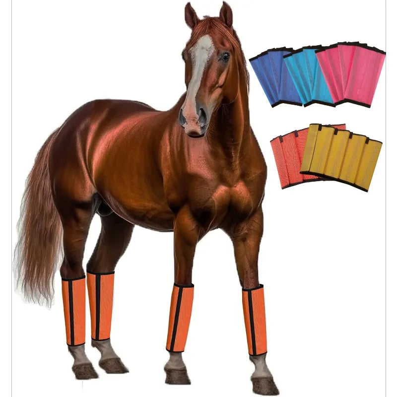 Breathable Mesh Horse Fly Boots Leg Wraps Non Slip Straps