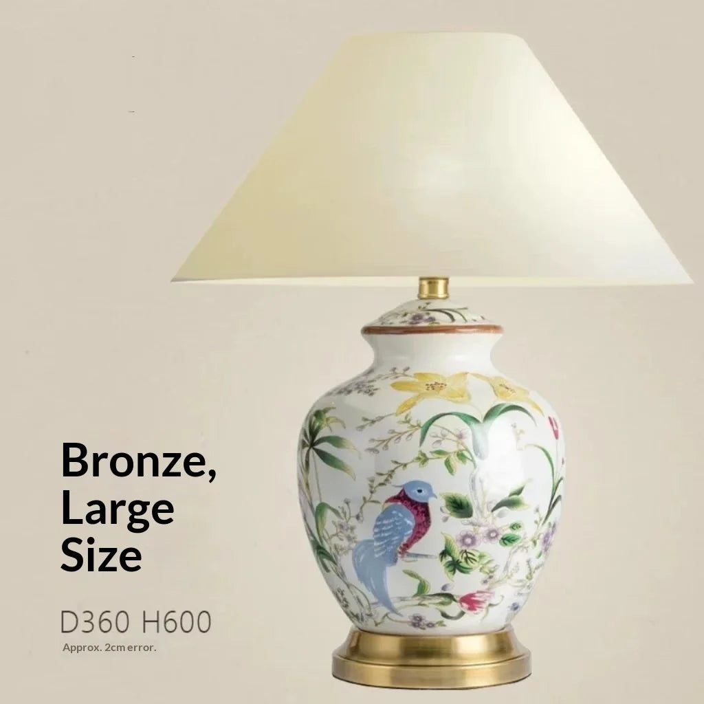 Ceramic Flower Bird Desk Lamp LED For Bedroom Living Room