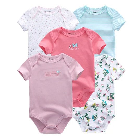 Kiddiezoom Summer 5 Piece Cartoon Bodysuits For Babies