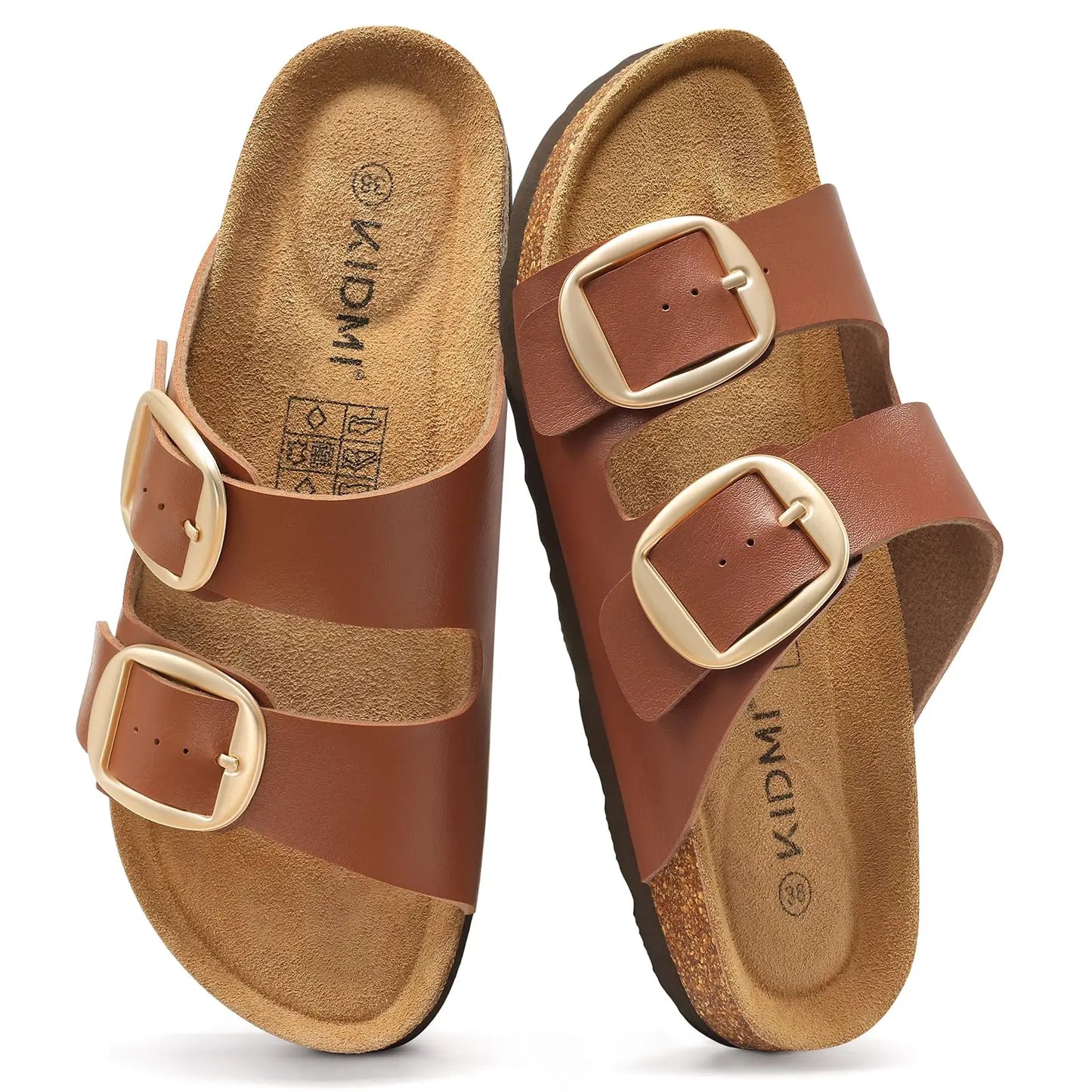 Women's Cork Sandals With Arch Support Buckle Slides For Outdoor