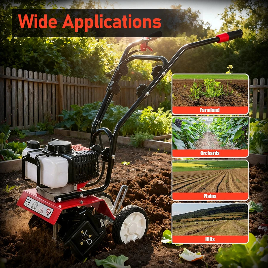 Tungfull Gas Powered 2 Stroke Micro Cultivator Garden Tiller