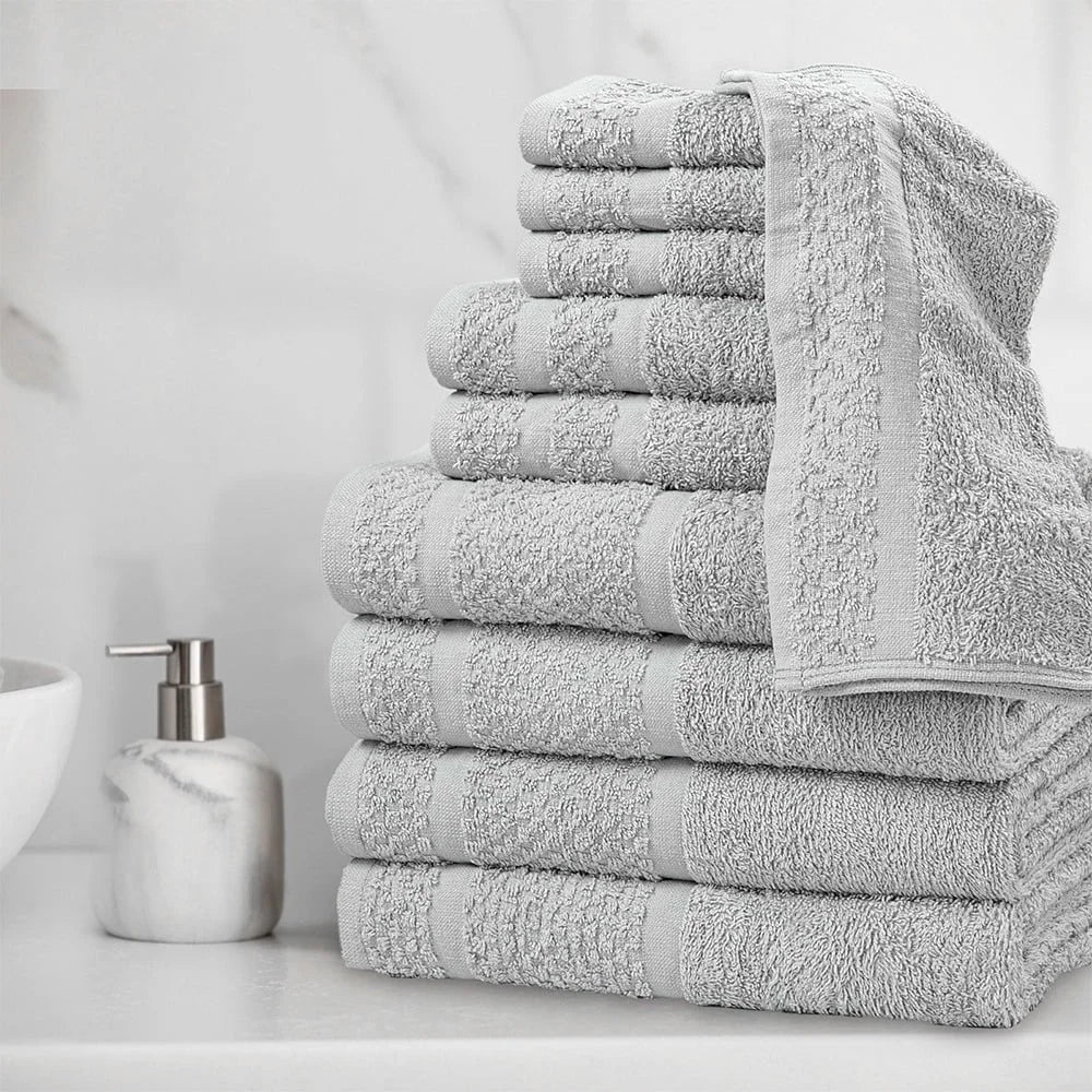 Cotton Towel Set 10 Piece Quick Dry Bath Towels Washcloths