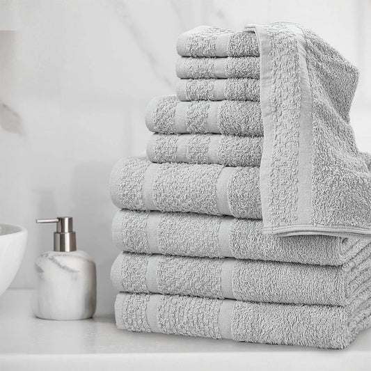 Cotton Towel Set 10 Piece Quick Dry Bath Towels Washcloths