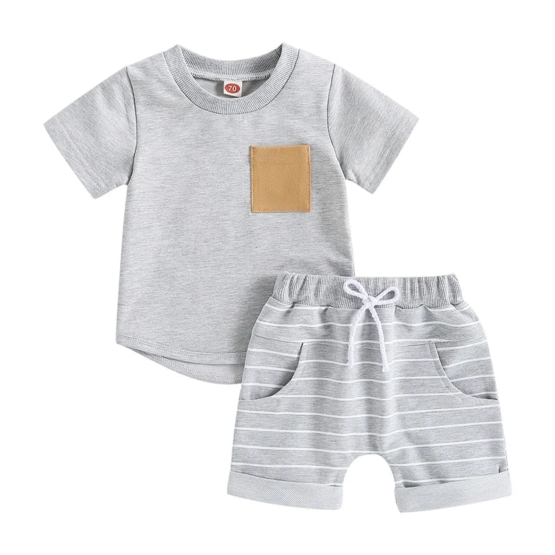 Lioraitiin Baby Boys 2-Piece Summer Set Short Sleeve Shirt Shorts