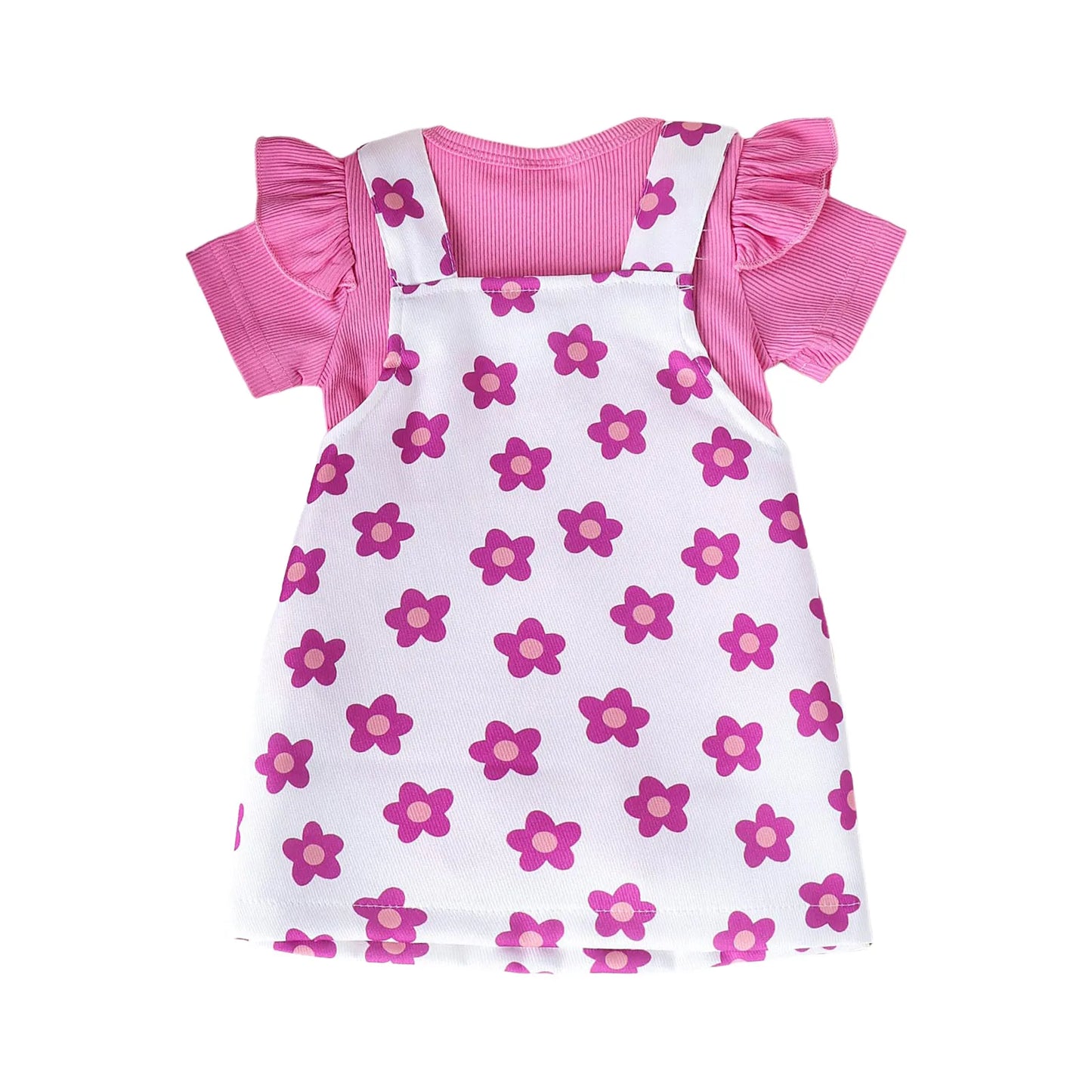 Floral Print Unisex Bamboo Fiber Romper Set Short Sleeve