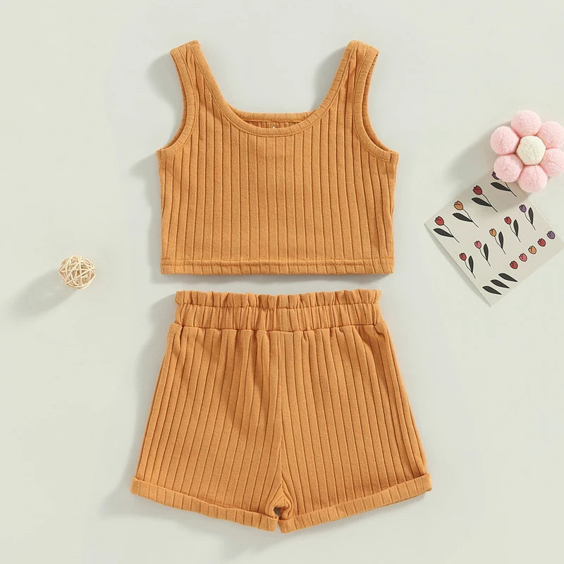 Lioraitiin Toddler 2 Piece Summer Outfit Set Vest Shorts
