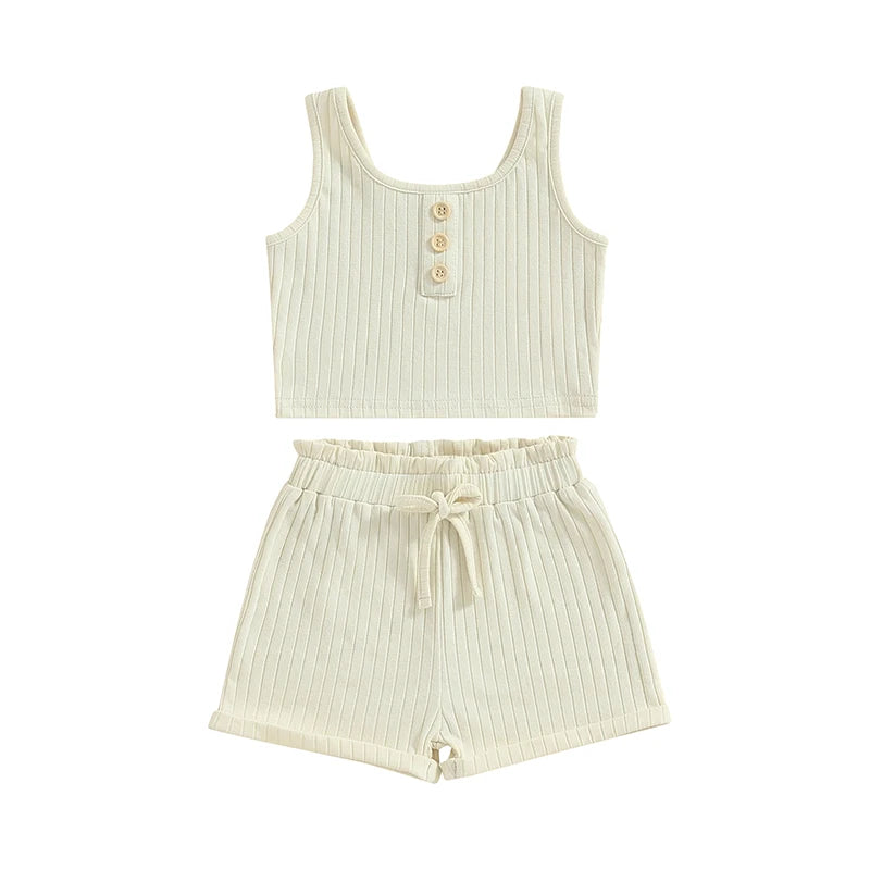 Lioraitiin Kids Two Piece Summer Set Vest Tops Shorts