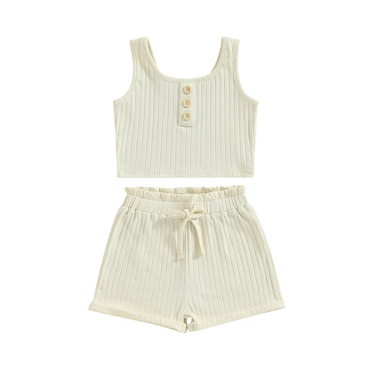 Lioraitiin Kids Two Piece Summer Set Vest Tops Shorts