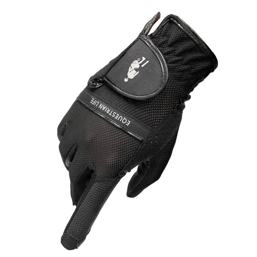 Equestrian Sports Gloves, Elastic Mesh Gloves, Non-Slip, Breathable, Wear-Resistant Riding Gloves, Rider Equipment