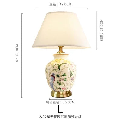 Orcinus Orca Ceramic Desk Lamp With Flower Bird Design