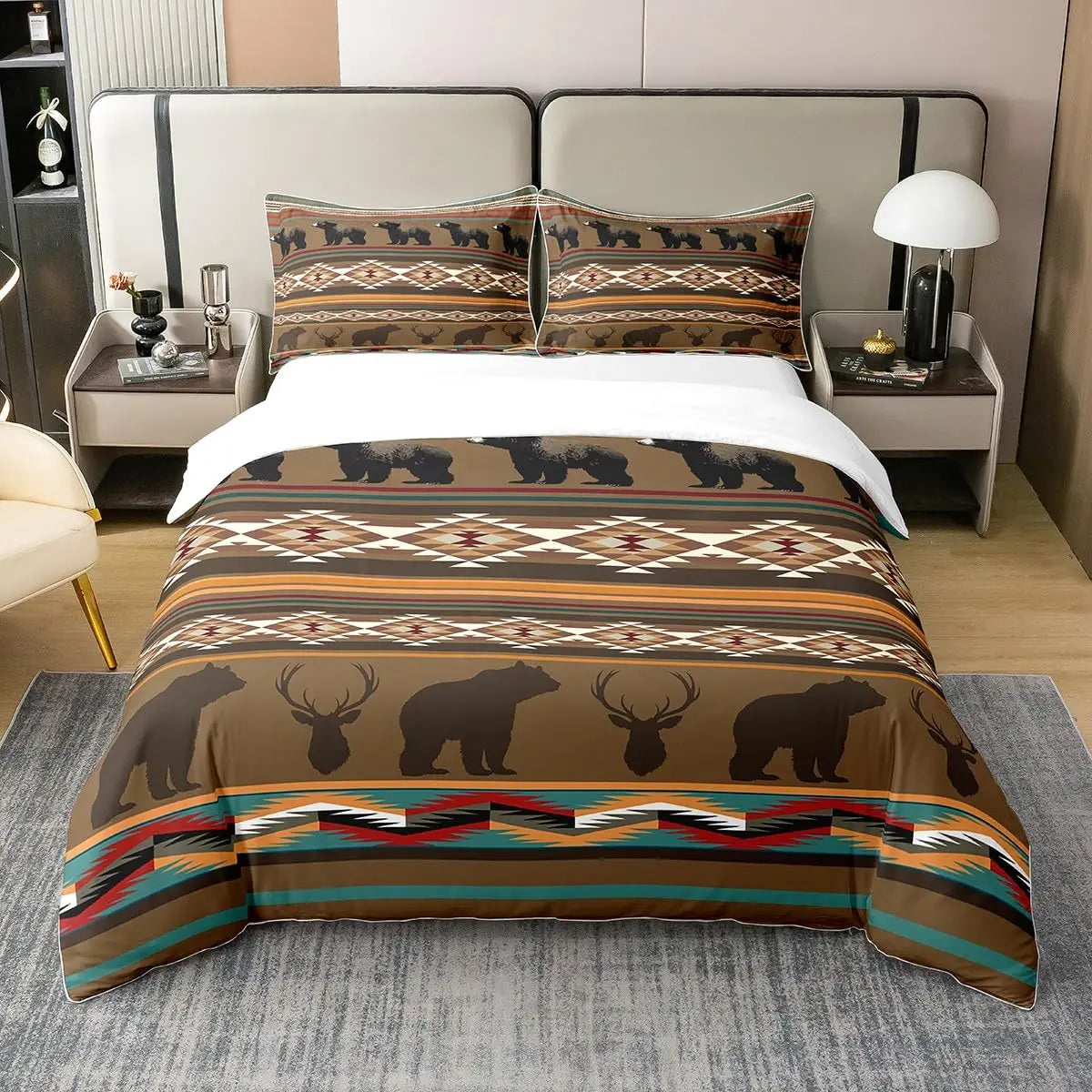 NONECN Western Cowboy Print Duvet Cover Set Bedding