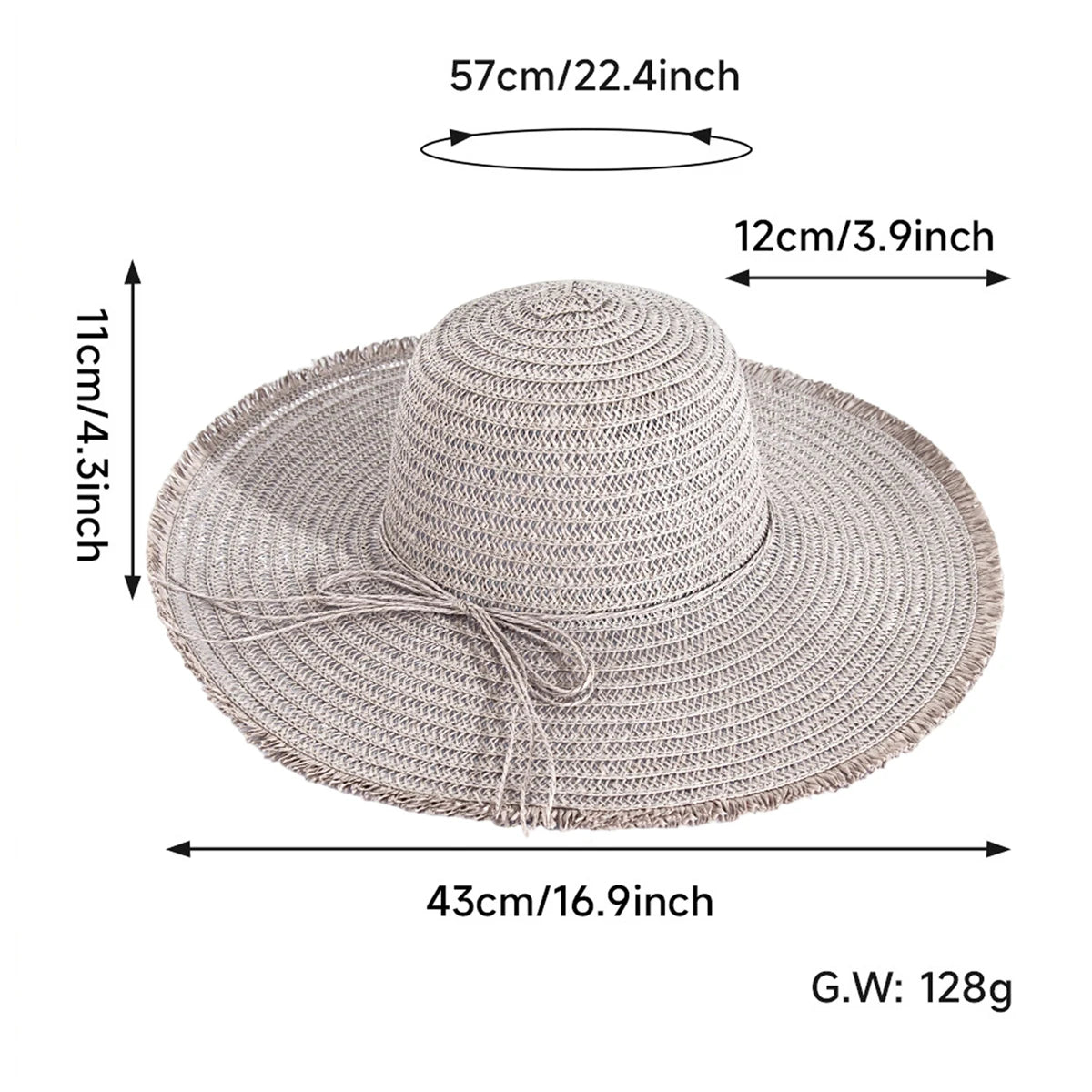 Women’s Wide Brim Straw Sun Hat For Summer Beach Wear