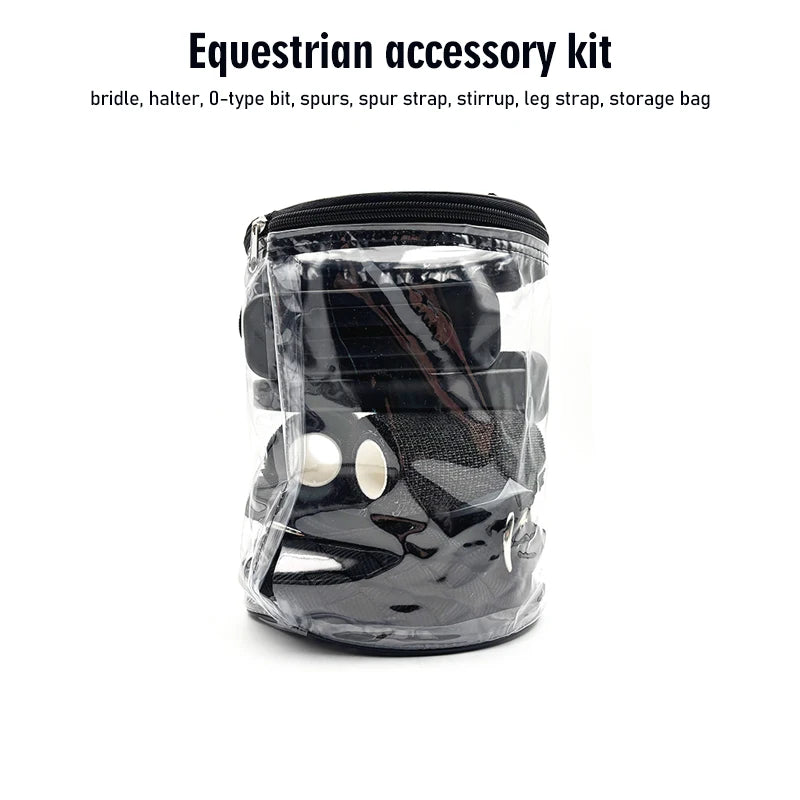8 Piece Equestrian Riding Equipment Set Bridle Reins Stirrups Snaffle