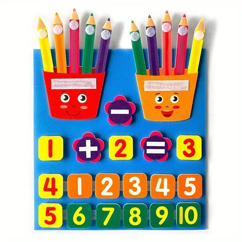 Kids Pencil Shape Felt Finger Numbers Math Toys For Learning