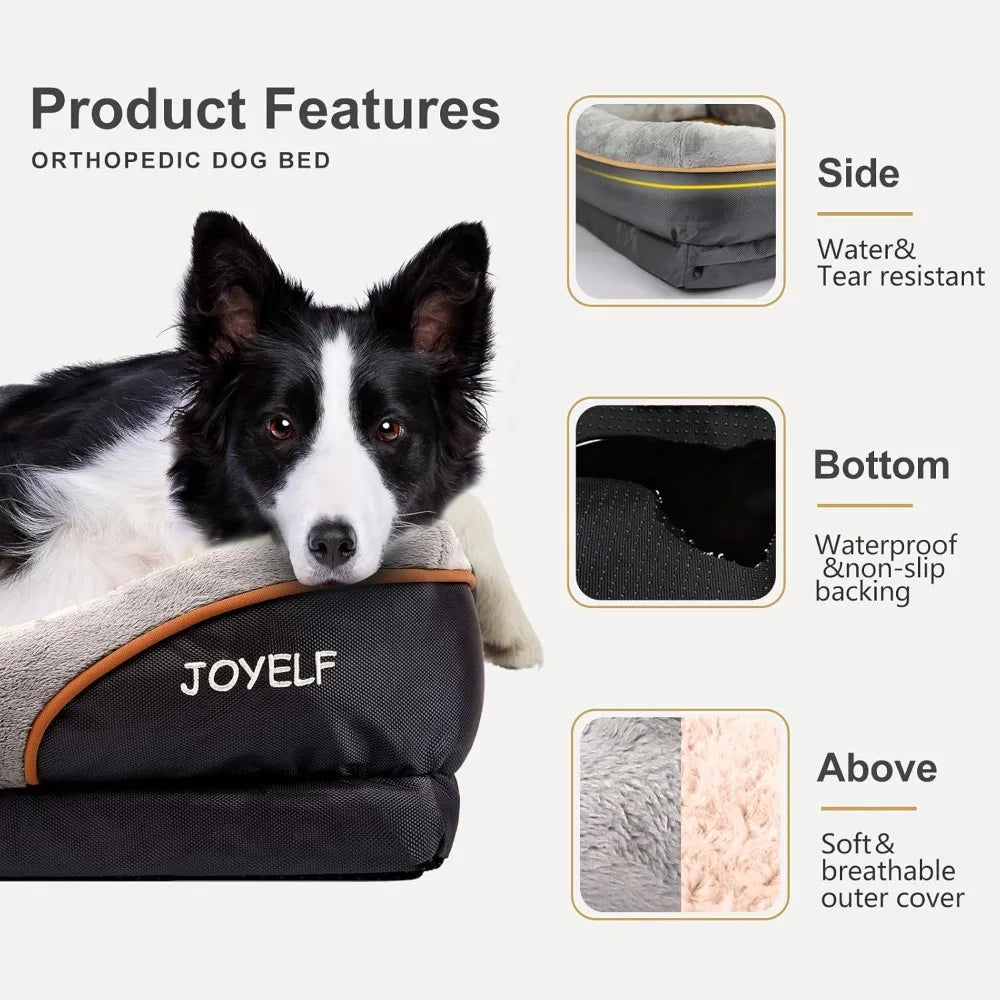 Orthopedic Memory Foam Dog Bed With Removable Cover Squeaker Toy