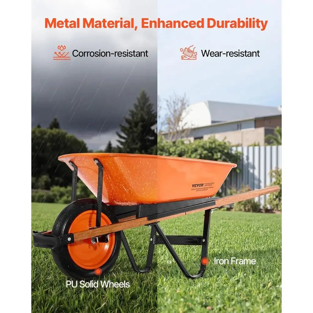 Single Wheel Garden Cart 5 Cu Ft Capacity 265 Pounds