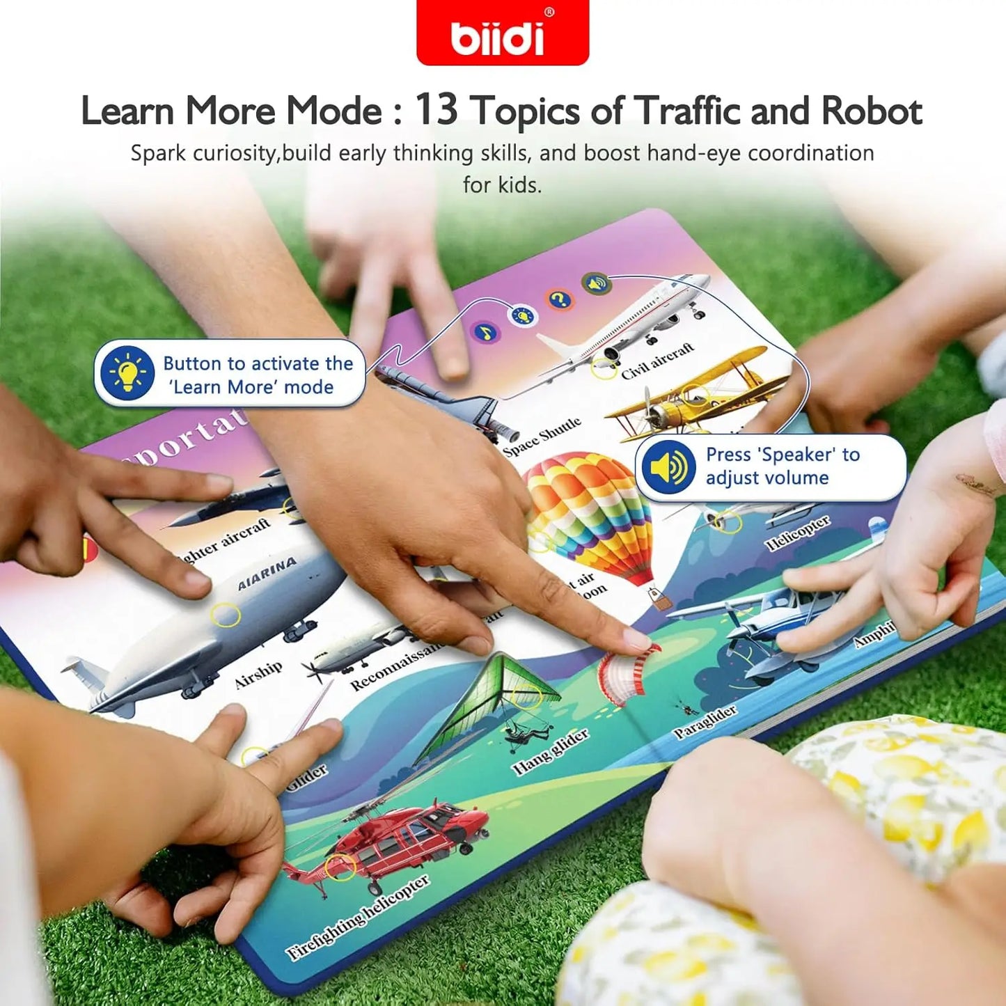 English Sound Book Montessori Transportation And Robot Educational Talking Ebook