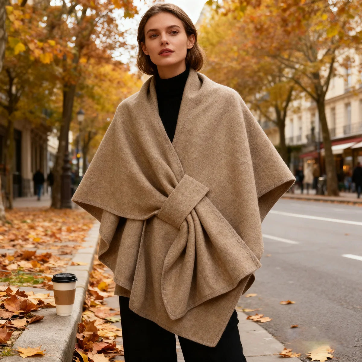 LAVEN Womens Warm Shawl Wrap Half Sleeve Poncho Cardigan