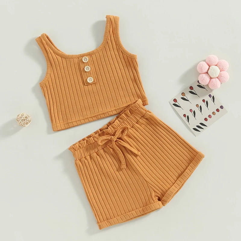 Lioraitiin Toddler 2 Piece Summer Outfit Set Vest Shorts