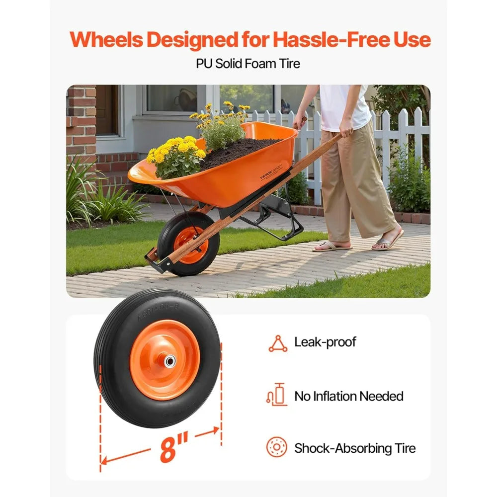XMSJ Wheelbarrow Cart With Single Wheel and 330 LB Load Bearing Metal Handle