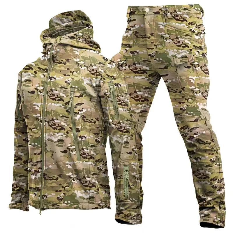 Mazerout Men Tactical Softshell Waterproof Fleece Jacket