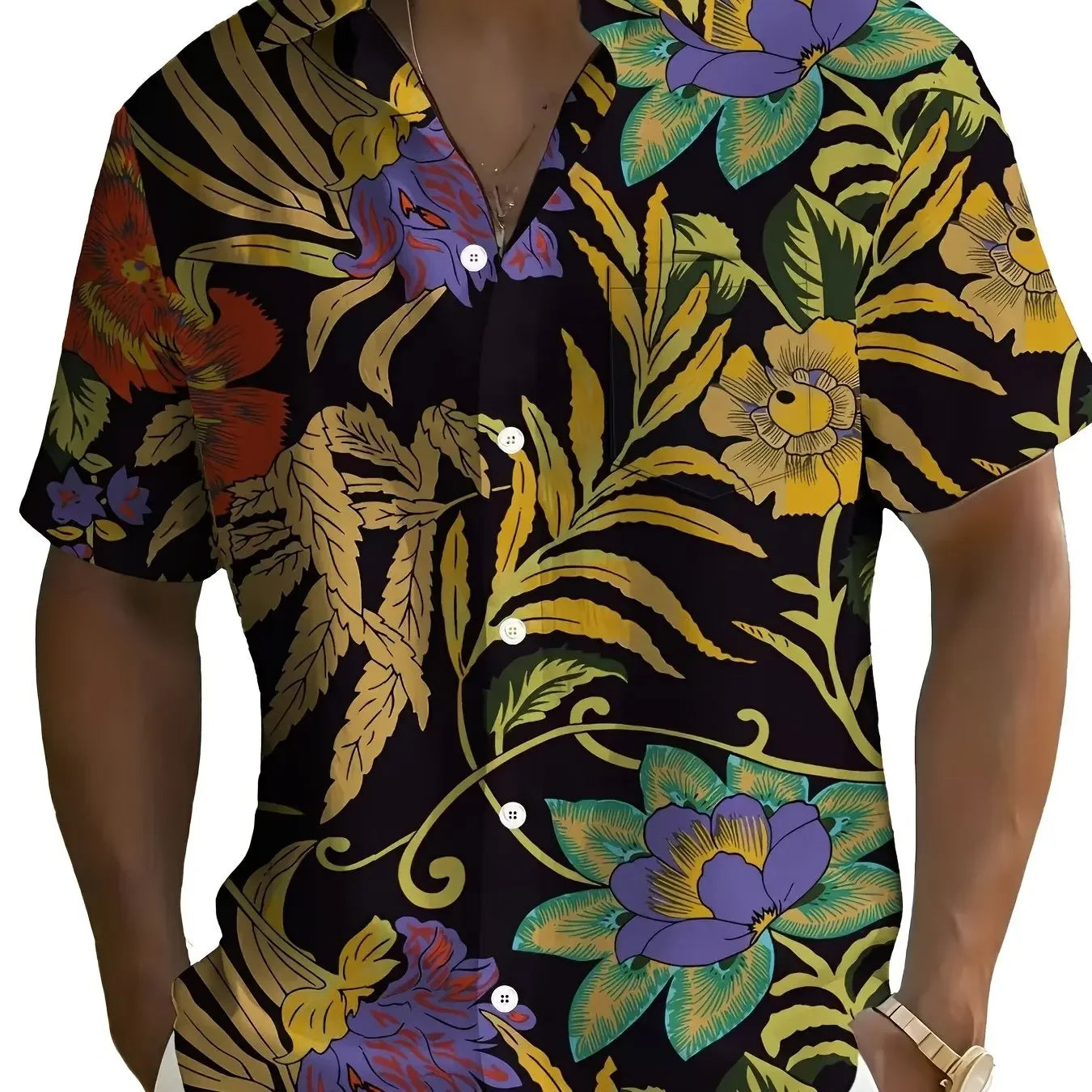 Mens 3D Printed Short Sleeve Hawaiian Shirt With Multiple Patterns