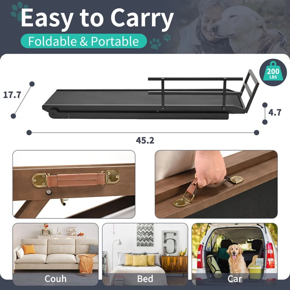NONEDog Door Adjustable Folding Dog Ramp for Bed and Car