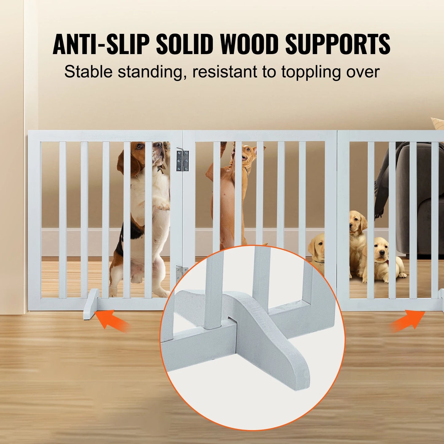 SucceBuy Free Standing Dog Gate 3-Panel Foldable Barrier