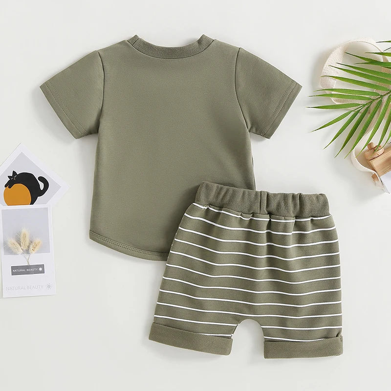 Lioraitiin Baby Boys 2-Piece Summer Set Short Sleeve Shirt Shorts