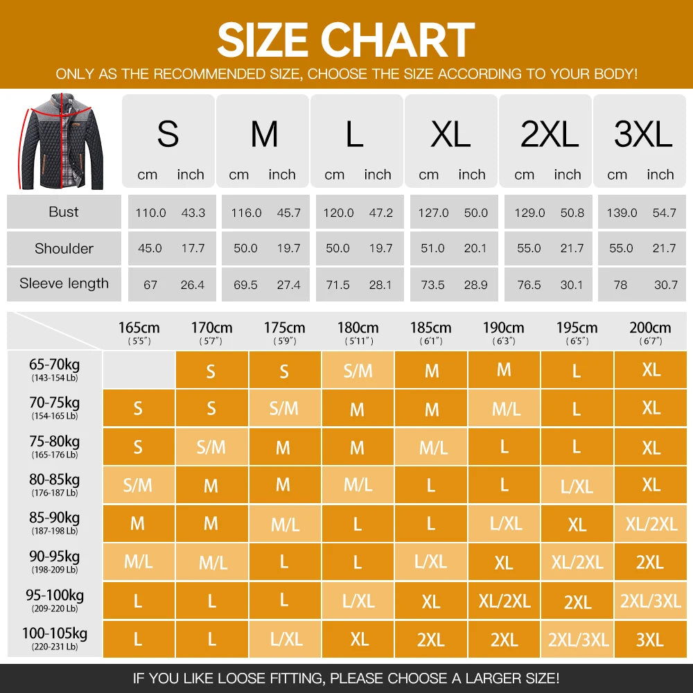Men's Winter Bomber Jacket Quilted Waterproof Lightweight Business Casual Outerwear