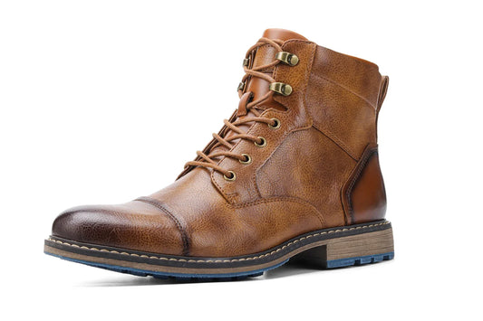 Hecrafted Men's Retro Leather Ankle Boots for Comfortable Spring Fashion and Everyday Wear