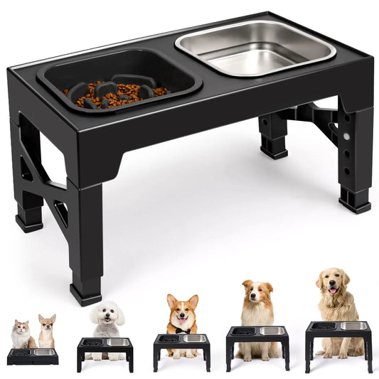 2in1 Elevated Slow Feeder Dog Bowls With Foldable Stand