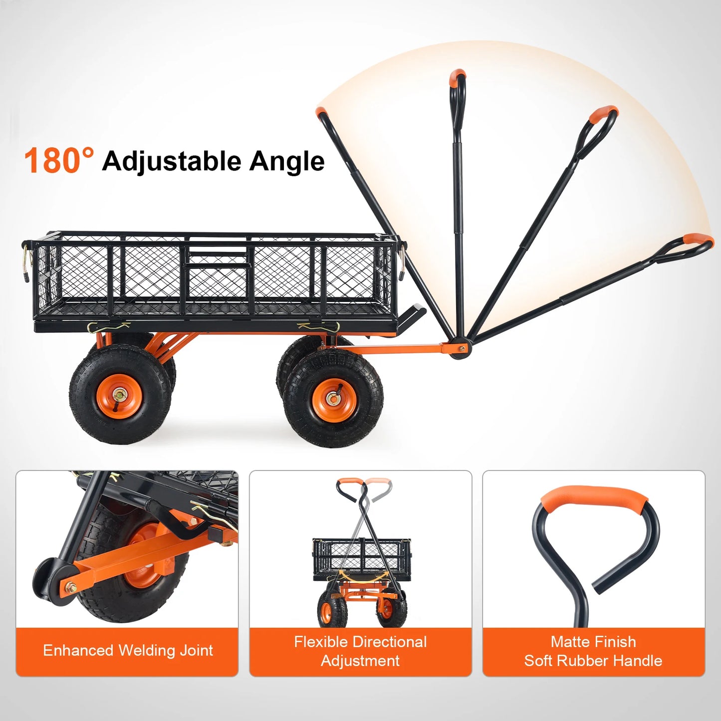 SucceBuy Garden Cart Sturdy Metal Utility Wagon 400 880 Capacity