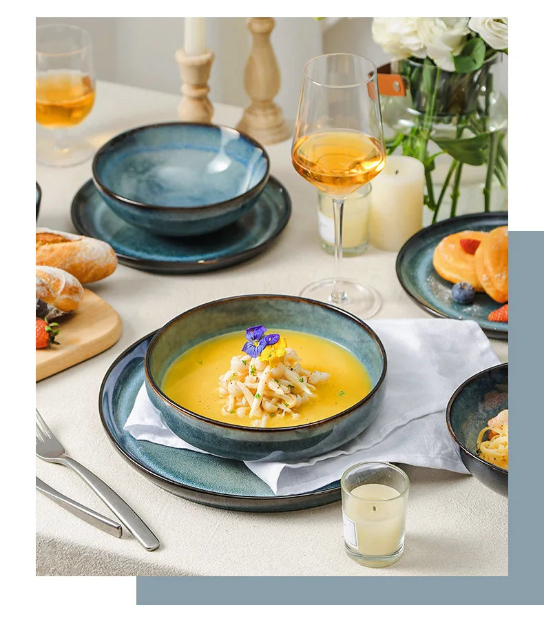 Lingao Retro Ceramic Tableware Set Porcelain Dinnerware