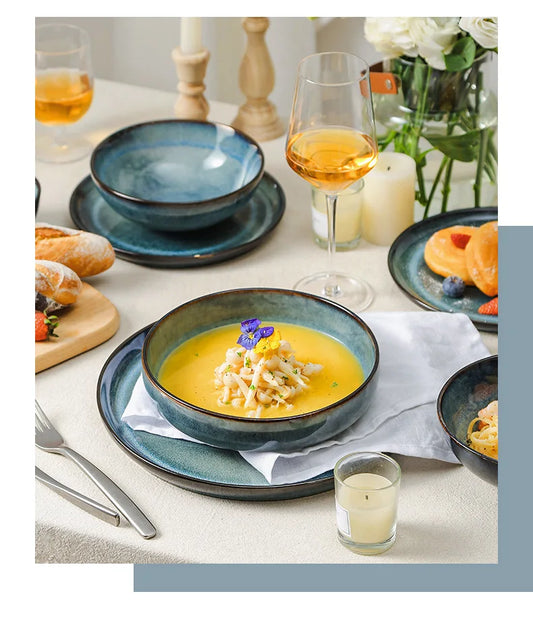 Lingao Retro Ceramic Tableware Set Porcelain Dinnerware